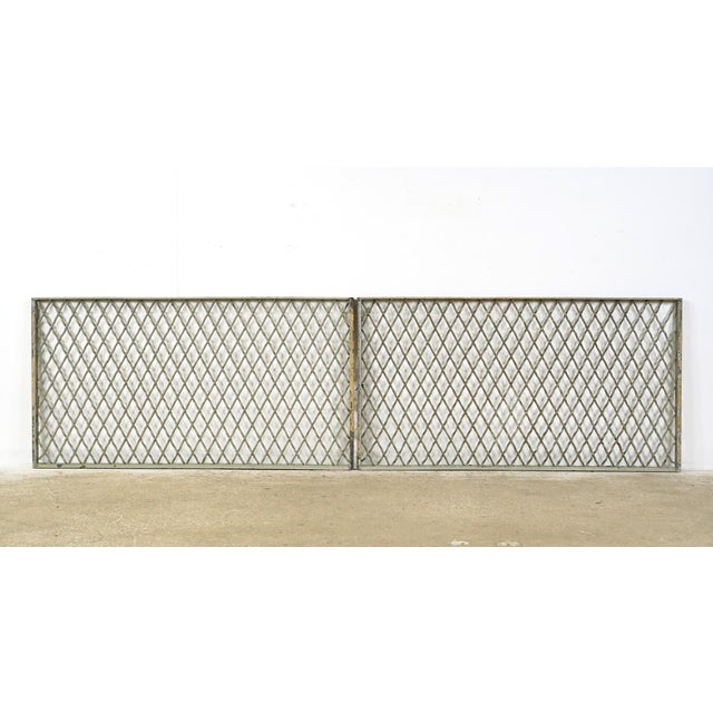 Gray Pair of Reclaimed Industrial Steel Mesh Security Panels 41.5 X 22.25 In. For Sale - Image 8 of 8