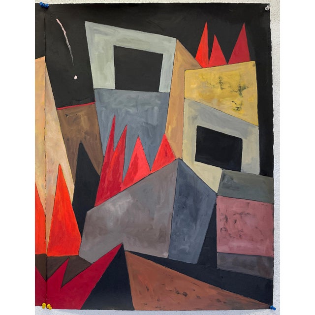 Abstract “Cityscape Dyptic” Abstract Oil Painting by Mary Alice Copp For Sale - Image 3 of 3