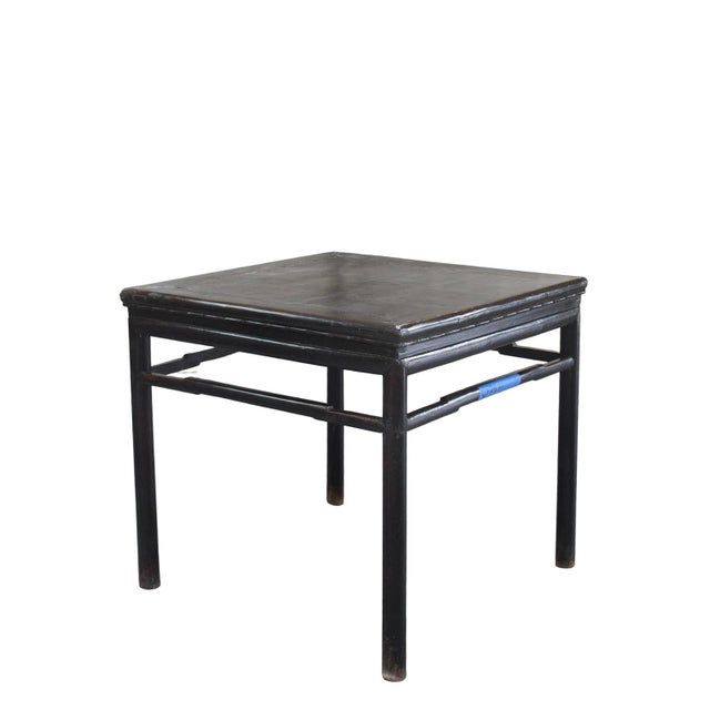 Contemporary Antique Square Lacquered Tea Table For Sale - Image 3 of 9