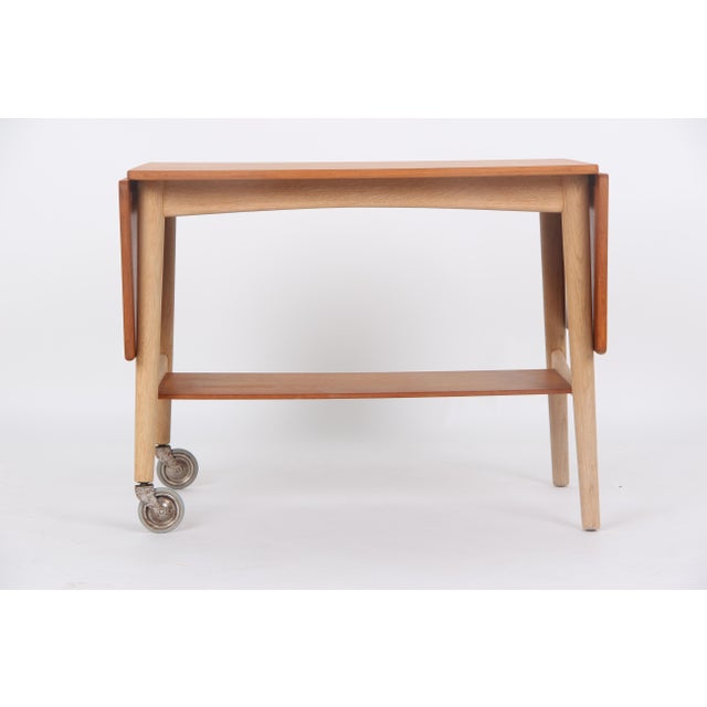 Danish Coffee Table with Flaps and Wheels by Hans J. Wegner for Andreas Tuck, 1960s For Sale - Image 6 of 13