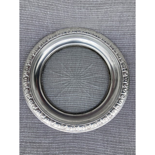 Traditional Vintage Sterling Etched Glass Wine Coaster For Sale - Image 3 of 12