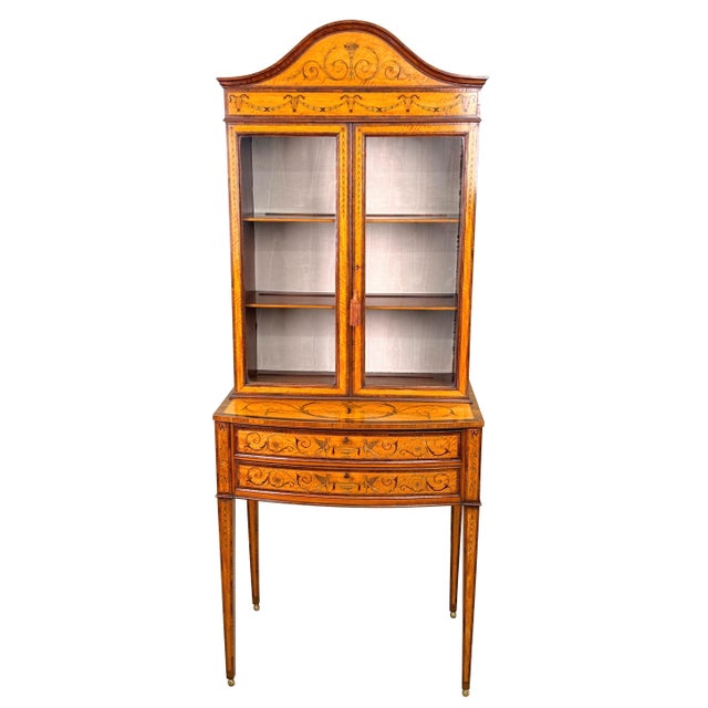 19th Century Satinwood Display Cabinet attributed to Edwards & Roberts, 1890 For Sale - Image 11 of 18