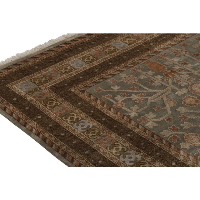 2010s Rug & Kilim Khotan Style Rug in Gray-Blue and Beige-Brown Pomegranate Pattern For Sale - Image 5 of 7