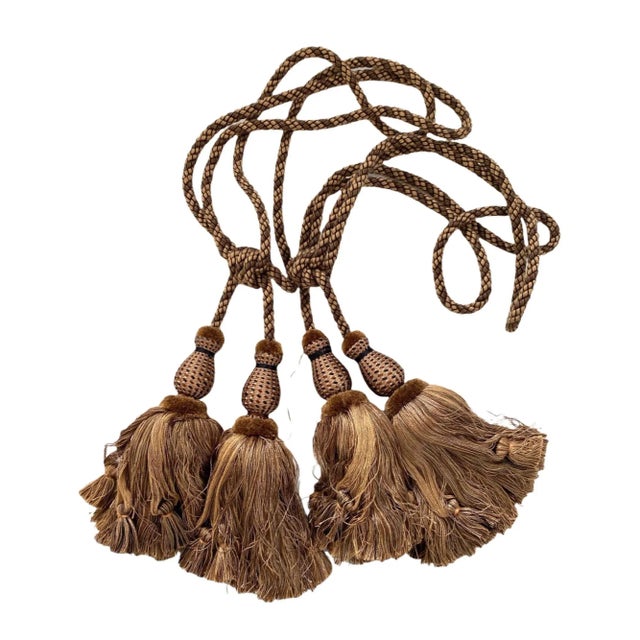 2010s Contemporary Mocha Double Tassel Tieback - a Pair For Sale - Image 5 of 5