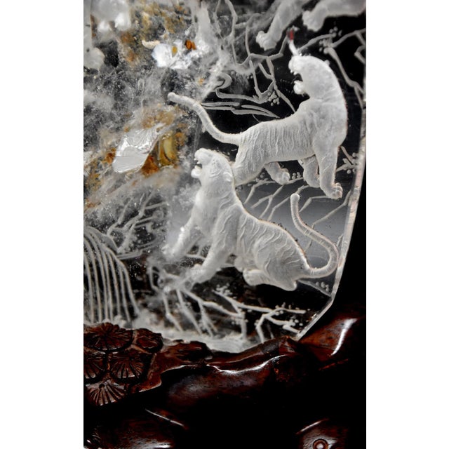 Rock Crystal Tiger Kingdom Sculpture Hand Carved For Sale - Image 11 of 13
