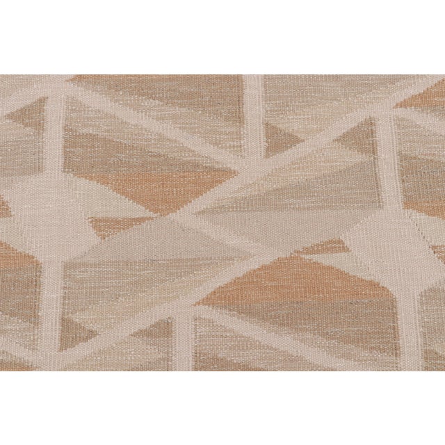 Mid-Century Modern Rug & Kilim’s Scandinavian Style Geometric Rug in Beige, White and Terracotta 5x7 For Sale - Image 3 of 8