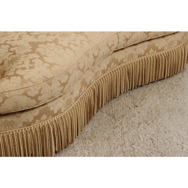 Century Channel Back Upholstered Damask Sofa For Sale - Image 13 of 17