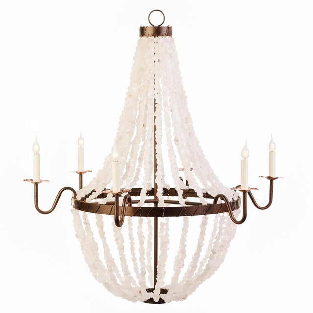 The Medium Empire Chandelier with quartz crystal nuggets is one of our most popular chandeliers with the Lowcountry style...