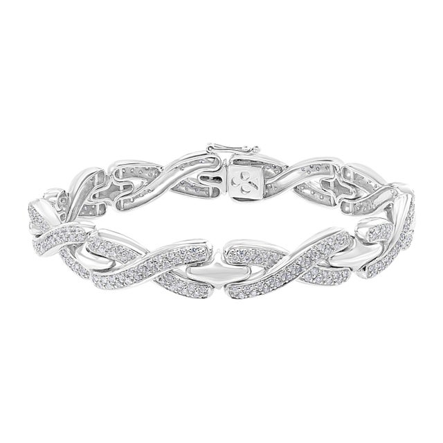 4.5 Carat Diamond Bracelet in 18 Karat White Gold, 38 Grams, Estate For Sale - Image 15 of 18