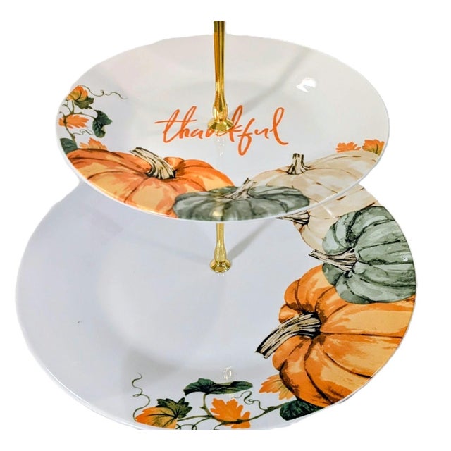 Traditional Custom 3-Tier Autumn Pumpkin Serving Stand & Centerpiece For Sale - Image 3 of 5