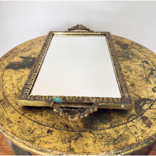 Vintage 1950s Baroque Mirrored Vanity Brass Tray (Denmark) For Sale - Image 9 of 15