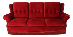 1960s Mid Century Tufted Back Ruby Red Sofa