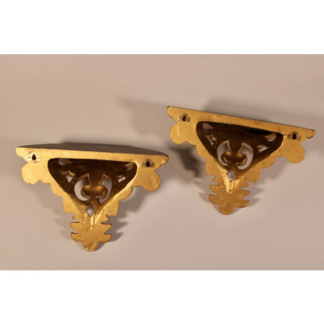 Vintage Art Nouveau French Gold and Black Wooden Wall Shelves - A Pair For Sale In Tulsa - Image 6 of 7