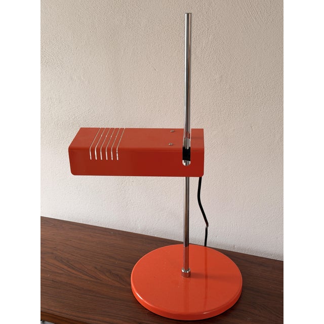 Modern Space Age Height-Adjustable Orange Desk Lamp, 1970s For Sale - Image 3 of 10