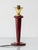 Gold Burgundy Leather Table Lamp from Maison Lancel, 1940s For Sale - Image 8 of 13