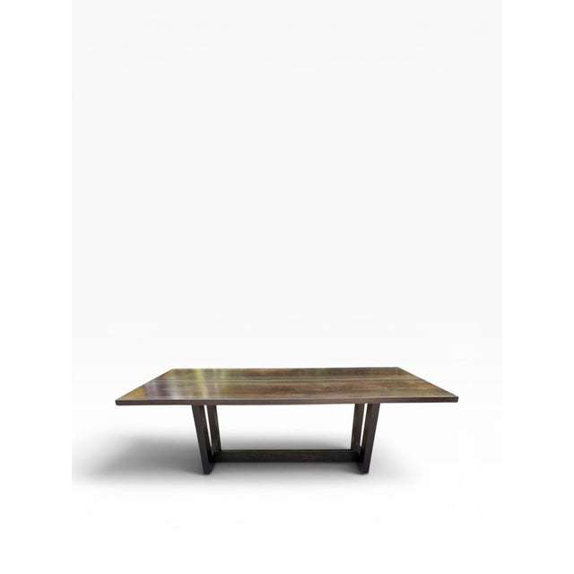 Altura Furniture Architectural Modern Espresso Wood Dining Table With Metal Inlay For Sale In Boston - Image 6 of 15