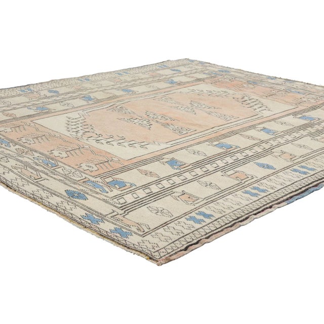 53927 Vintage Peach Turkish Oushak Rug, 02'08 x 04'03. Hailing from the Western region of Oushak in Turkey, Turkish Oushak...