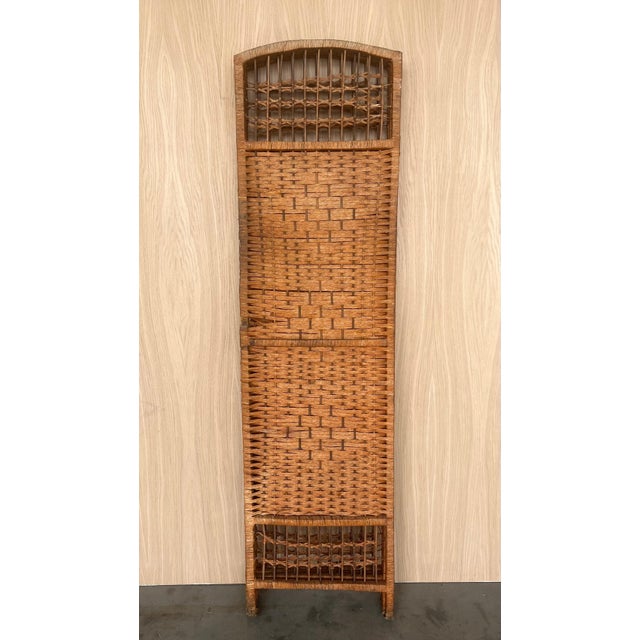 Four-Panel Bamboo Wicker Rattan Folding Screen Room Divider, France 1960s For Sale - Image 16 of 18