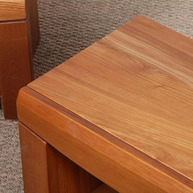 French Elm Bedside Tables, 1980s, Set of 2 For Sale - Image 3 of 8