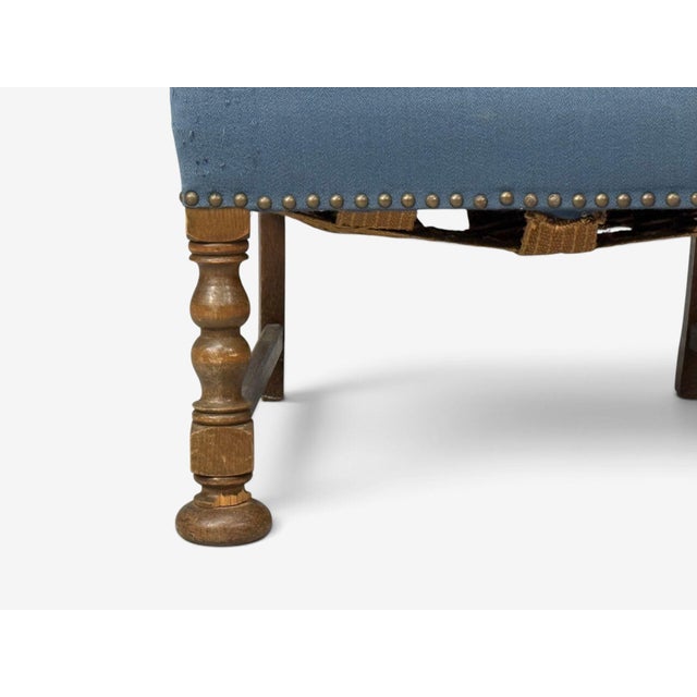 Danish Cabinetmaker, Armchair, Wool, Carved Oak, Denmark, 1920s For Sale - Image 13 of 14