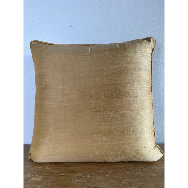 Nomi Design Stenciled Velvet Pillow With Silk Back, Colonial Style For Sale - Image 4 of 5