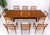 Wood Italian Mid-Century Modern Dining Table 8 Chairs Set New Linen Upholstery Seats For Sale - Image 7 of 18