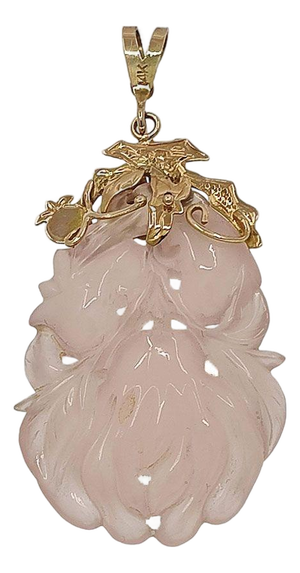 Large Carved Rose Quartz Pendant