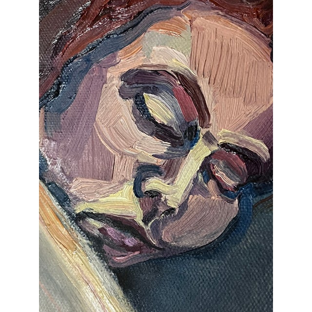 Figurative Circus Gorilla Semi Nude Cuddle Scene Unstretched Canvas Joni Wildman Oil Painting For Sale - Image 3 of 12
