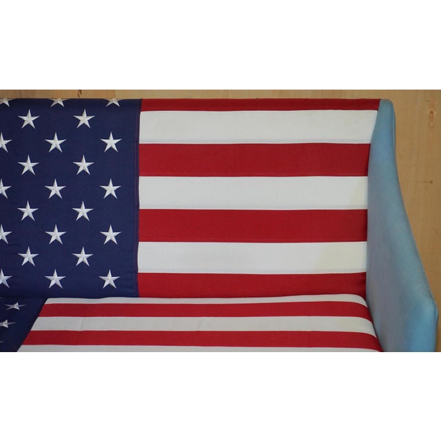 Early 19th Century Antique Georgian Sofa Upholstered with American Flag Stars & Stripes, USA, 1820s For Sale - Image 5 of 18
