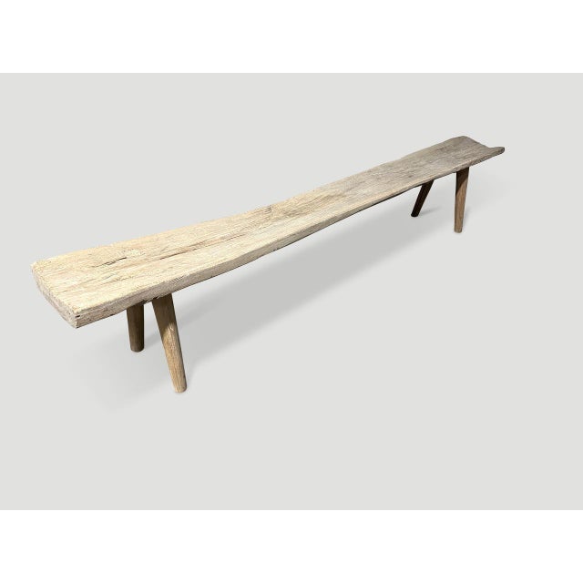 Contemporary Andrianna Shamaris St. Barts Long Teak Wood Bench For Sale - Image 3 of 6