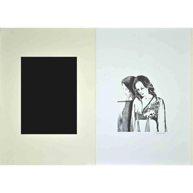 Woman in the Mirror is an Etching realized by Enrico Palù in 1973. Good condition included a cream colored cardboard...