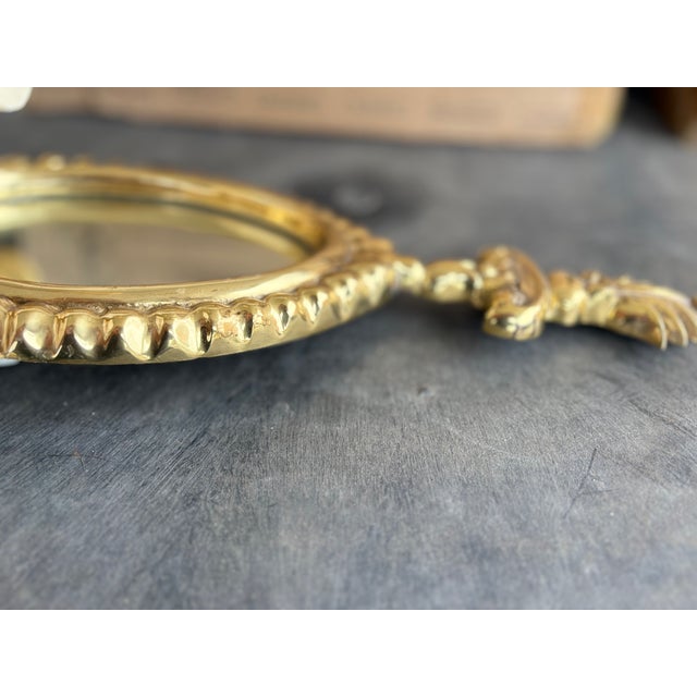 Victorian Late 19th Century Ornate Brass Two Candelabra Wall Sconce With Mirror - a Pair For Sale - Image 3 of 8