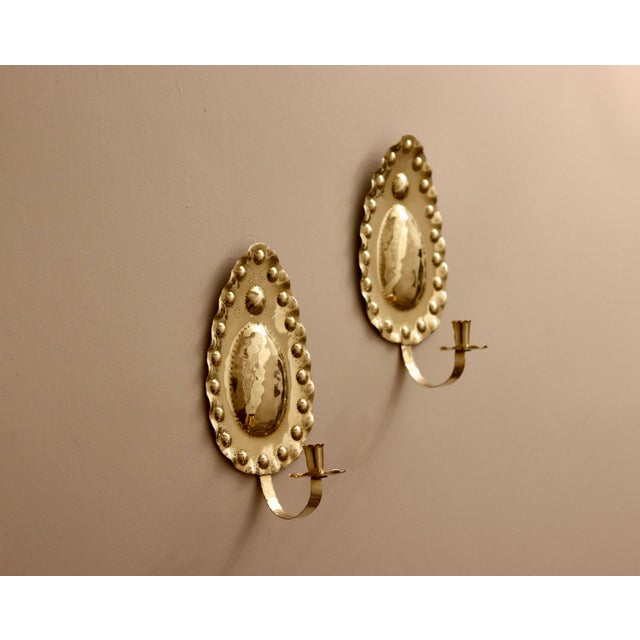 Mid-Century Swedish Brass Sconces, Set of 2 For Sale - Image 4 of 7