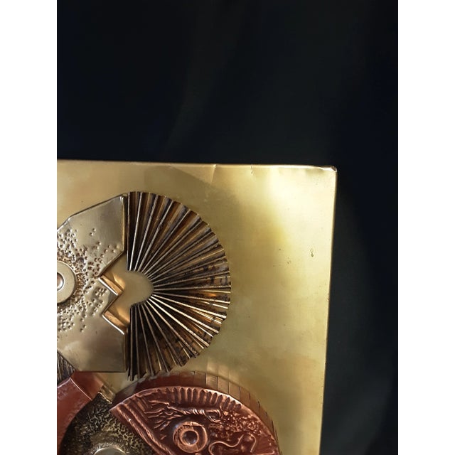 Brutalist Vintage Brutalist Metal Wall Sculpture For Sale - Image 3 of 7