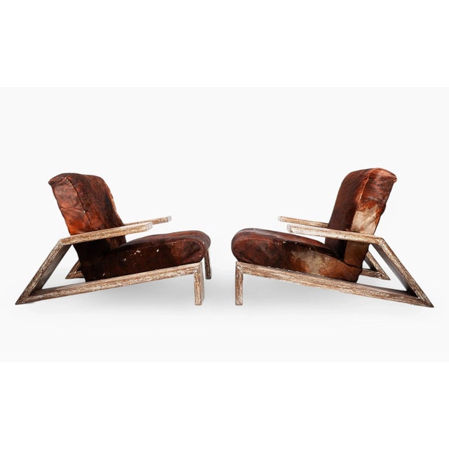 Jean-Michel Frank 1940s Pair of Oak Wood Veneer and Deerskin 'Elephant' Chairs Designed by Jean-Michel Frank and Produced by the Company Comte, Argentina For Sale - Image 4 of 9