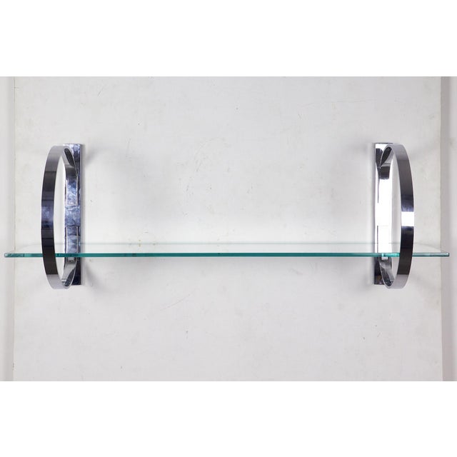 Chromed Brass and Glass Wall Shelf by Torreggiani for Dada Design, 1970s, in Very Good conditions. Designed 1970 to 1979 I...