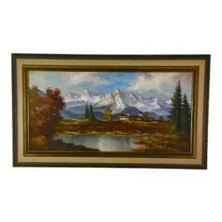 Classic European Alpine Landscape -Oil on Canvas For Sale