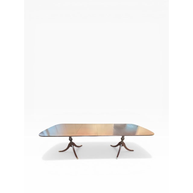 Traditional 1954 Charak Mahogany Double Pedestal Dining Table With Two Leaves For Sale - Image 3 of 17