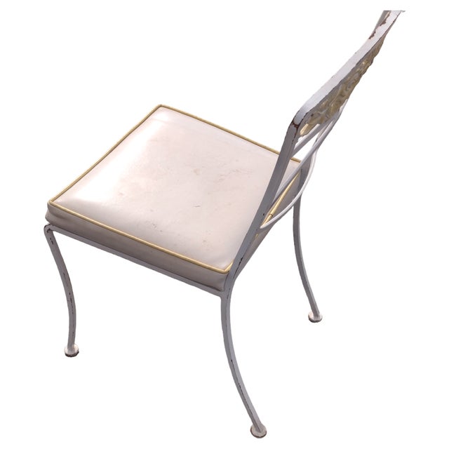 1950s O W Lee Co Normandy Rose Cast Iron Patio Table & 4 Matching