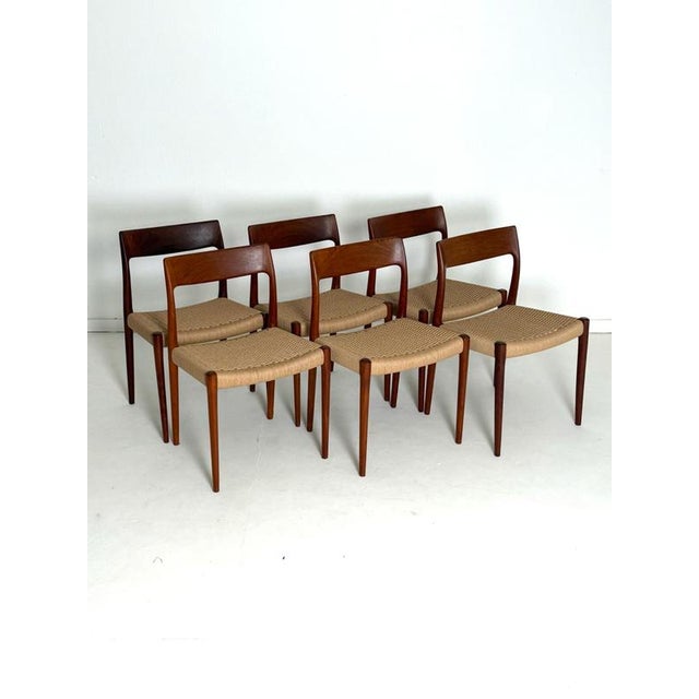 Niels otto møller model 77 dining chairs, set of 6, 1950s–60s an exceptional set of six danish dining chairs designed by...