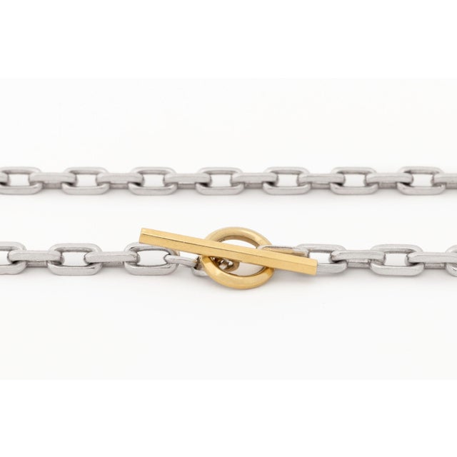 Silver 925 Silver 18k Yellow Gold Paper Clip Necklace For Sale - Image 8 of 8