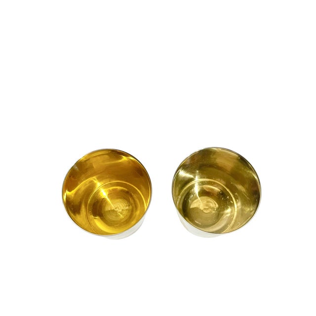 Vintage Art Deco English Silver Plate Tumbler Cups With Gilded Interiors - a Pair For Sale - Image 4 of 14