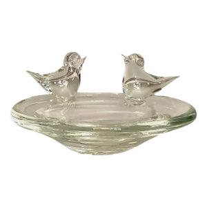 Mid 20th Century Licio Zanetti Murano Glass Sculptural Bird Decorated Bowl, Signed