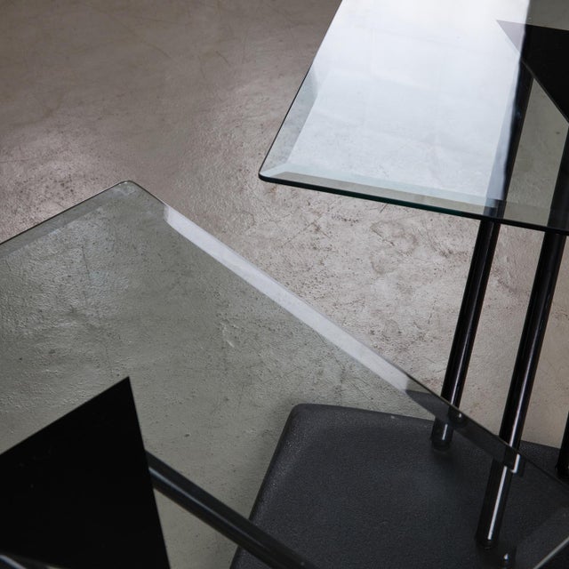 Metal Italian Glass Coffee Table from Bellato, 1980s For Sale - Image 7 of 18