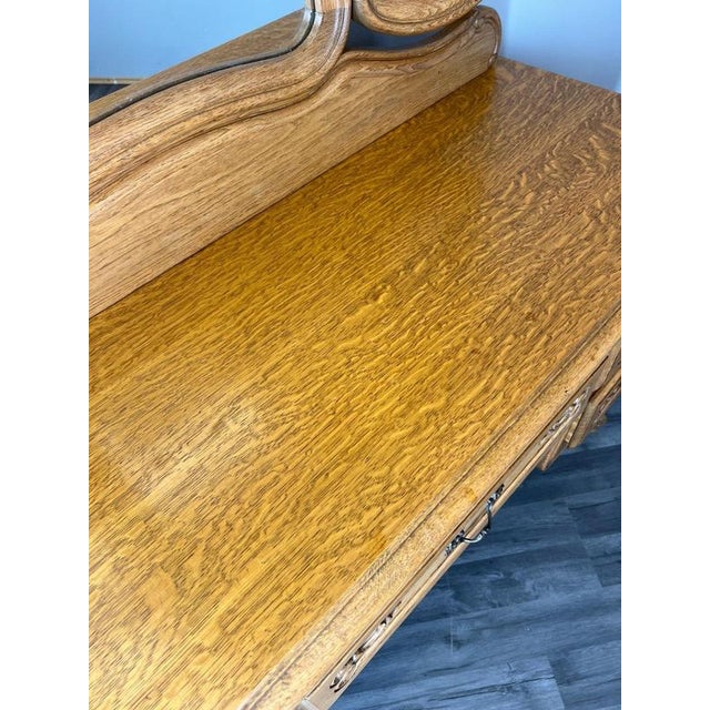Vintage French Louis Style Oak Dressing Table with Mirror For Sale - Image 9 of 13