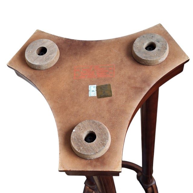 Brown Late 20th Century Bombay Co. Regency Style Mahogany Pedestal Stand Green Marble Top For Sale - Image 8 of 11