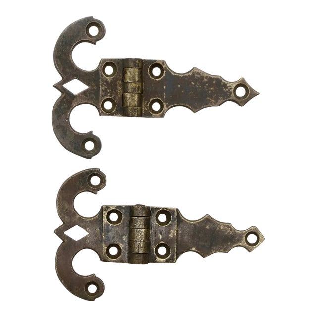 Pair of Vintage 4.75 In. Bronze Ice Box Hinges For Sale