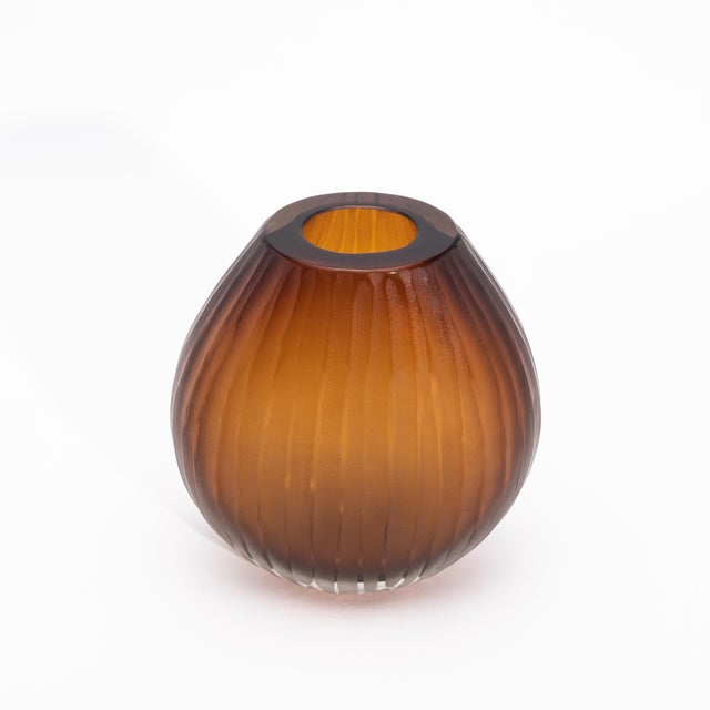 Glass Hand-Blown Murano Supreme Vase in Tobacco Medium For Sale - Image 7 of 12