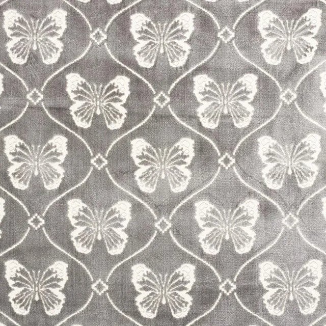 Sample - Schumacher Papillon Velvet Fabric in Pewter For Sale