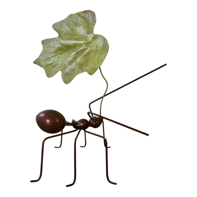Metal Ant Sculpture Carrying Leaf by Gerardo Fernandez For Sale